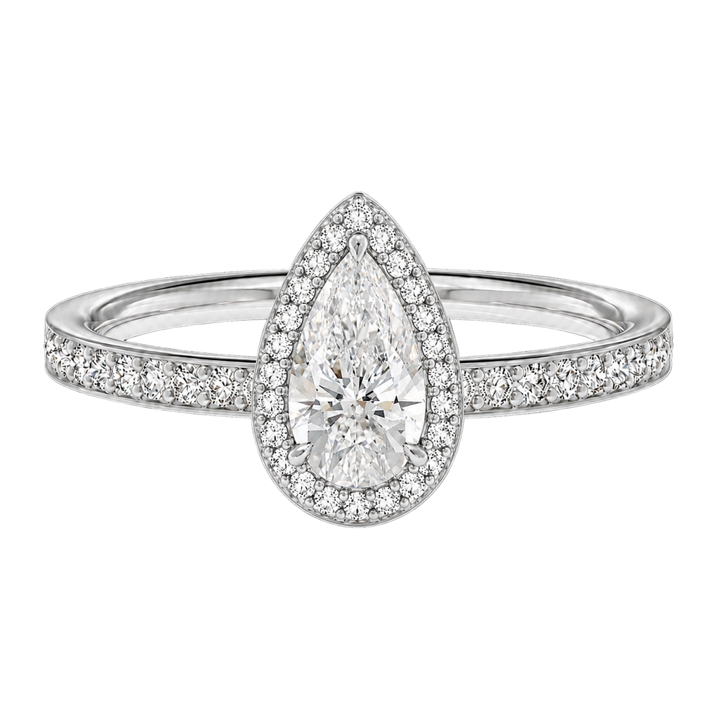 Deneuve - Pear - Platinum - Pavé