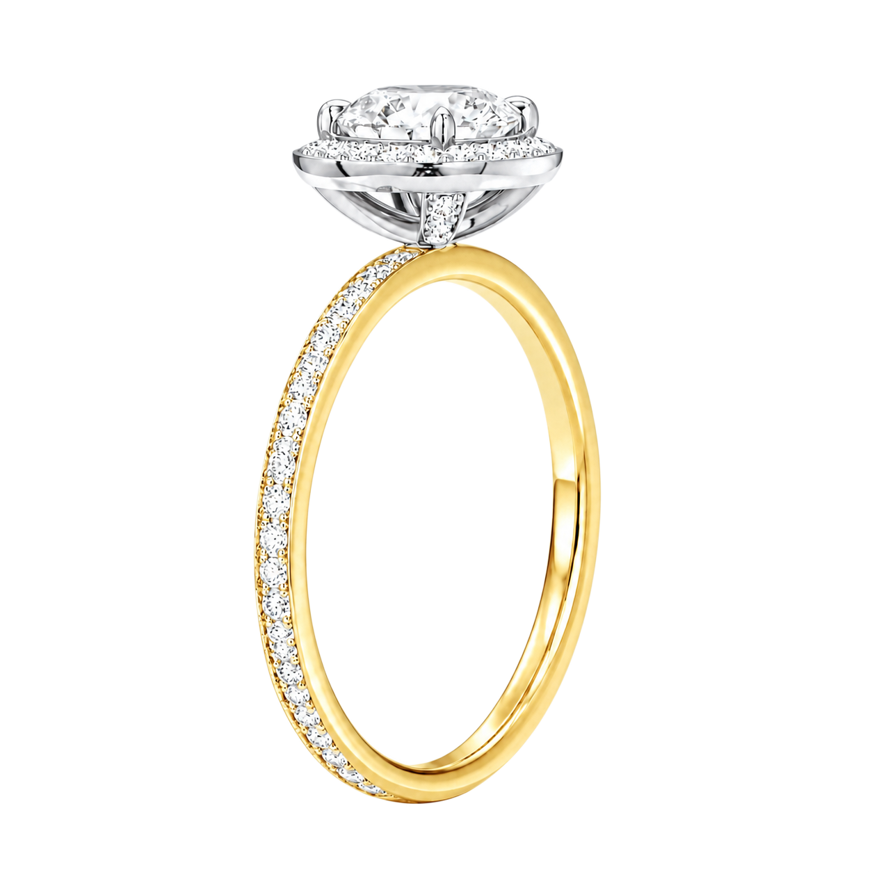 Deneuve - Heart - Yellow/White Tone - Pavé