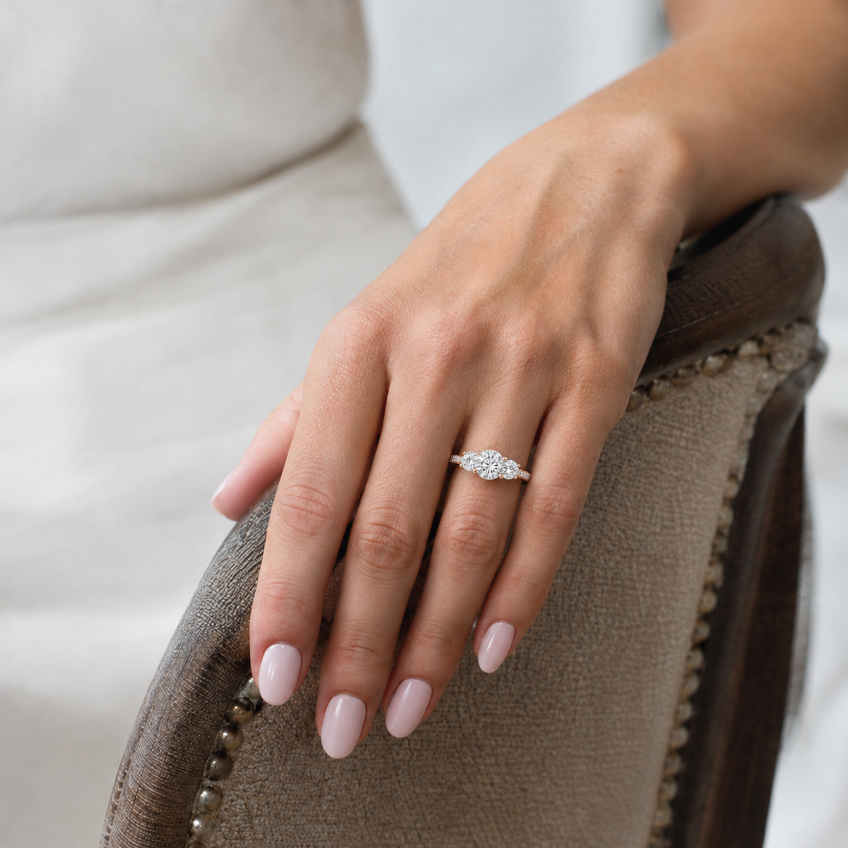 Trinity - Round - Rose/White Tone - Pavé