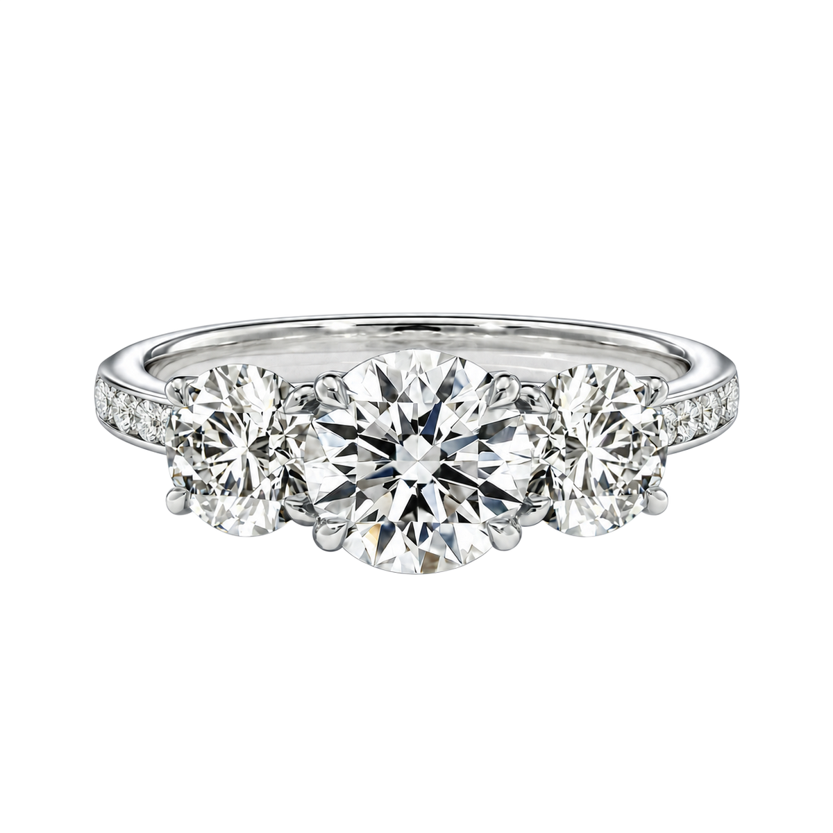 Trinity - Round - White Gold - Channel