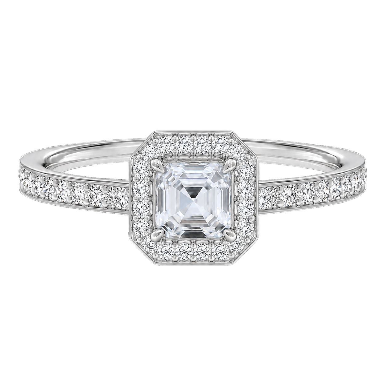 Deneuve - Asscher - White Gold - Pavé