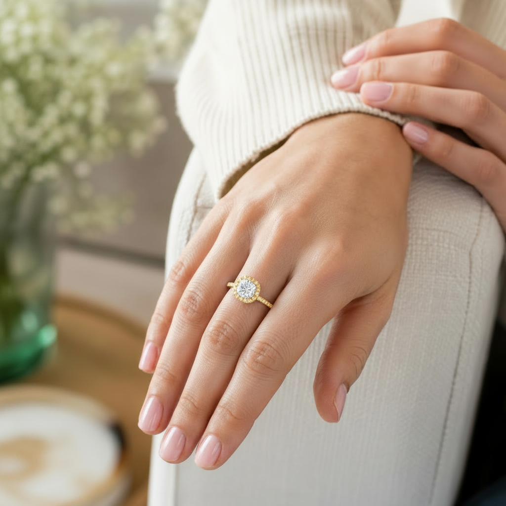 Cordelia - Cushion - Yellow Gold - Channel