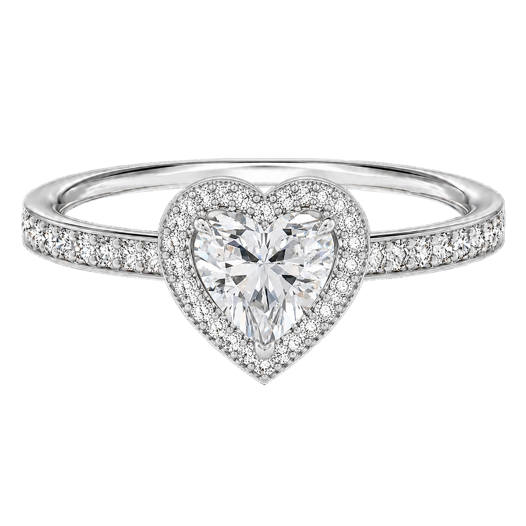 Deneuve - Heart - White Gold - Pavé