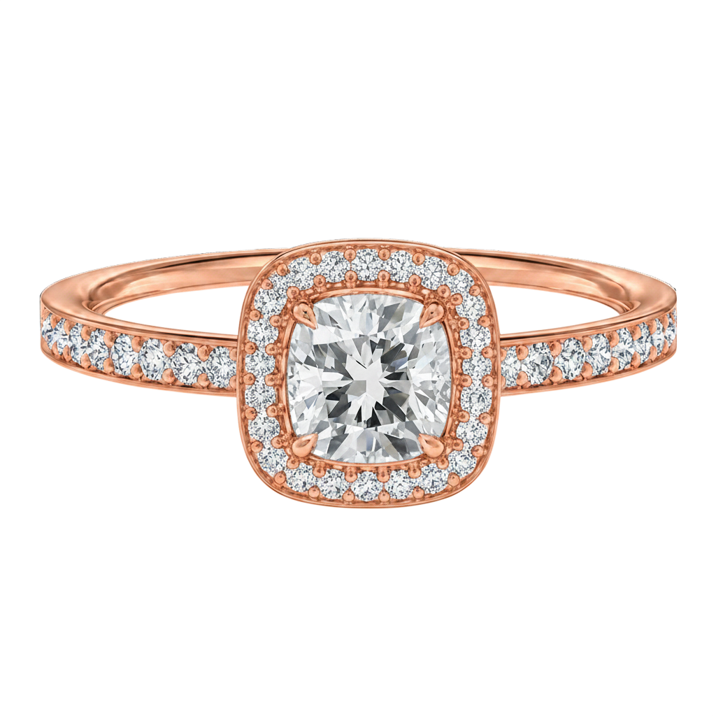 Deneuve - Cushion - Rose Gold - Pavé