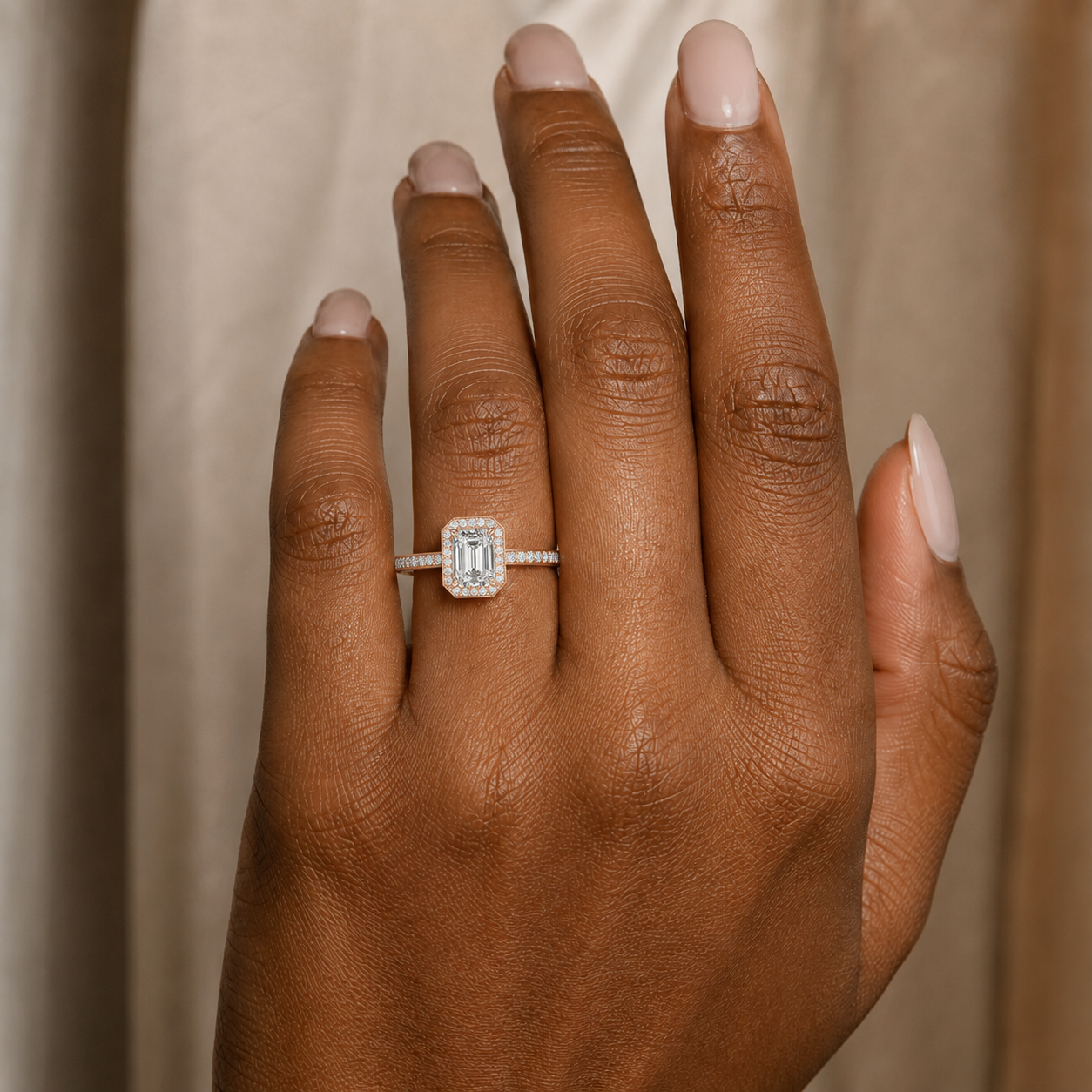 Deneuve - Emerald - Rose Gold - Pavé