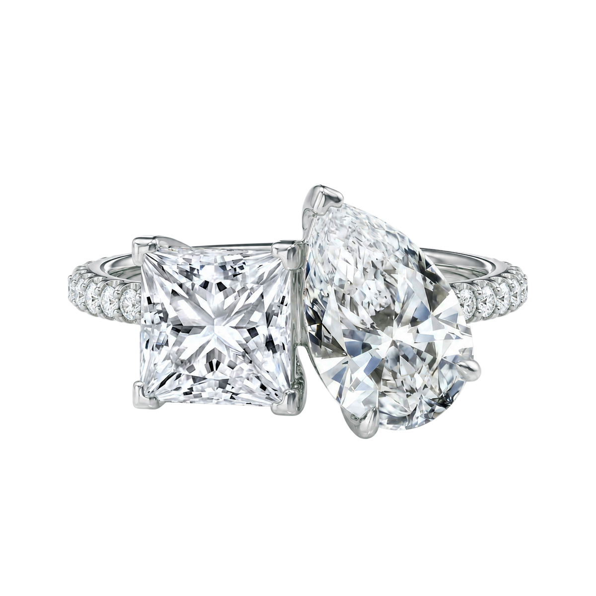 Duo - Princess - Platinum - Pavé