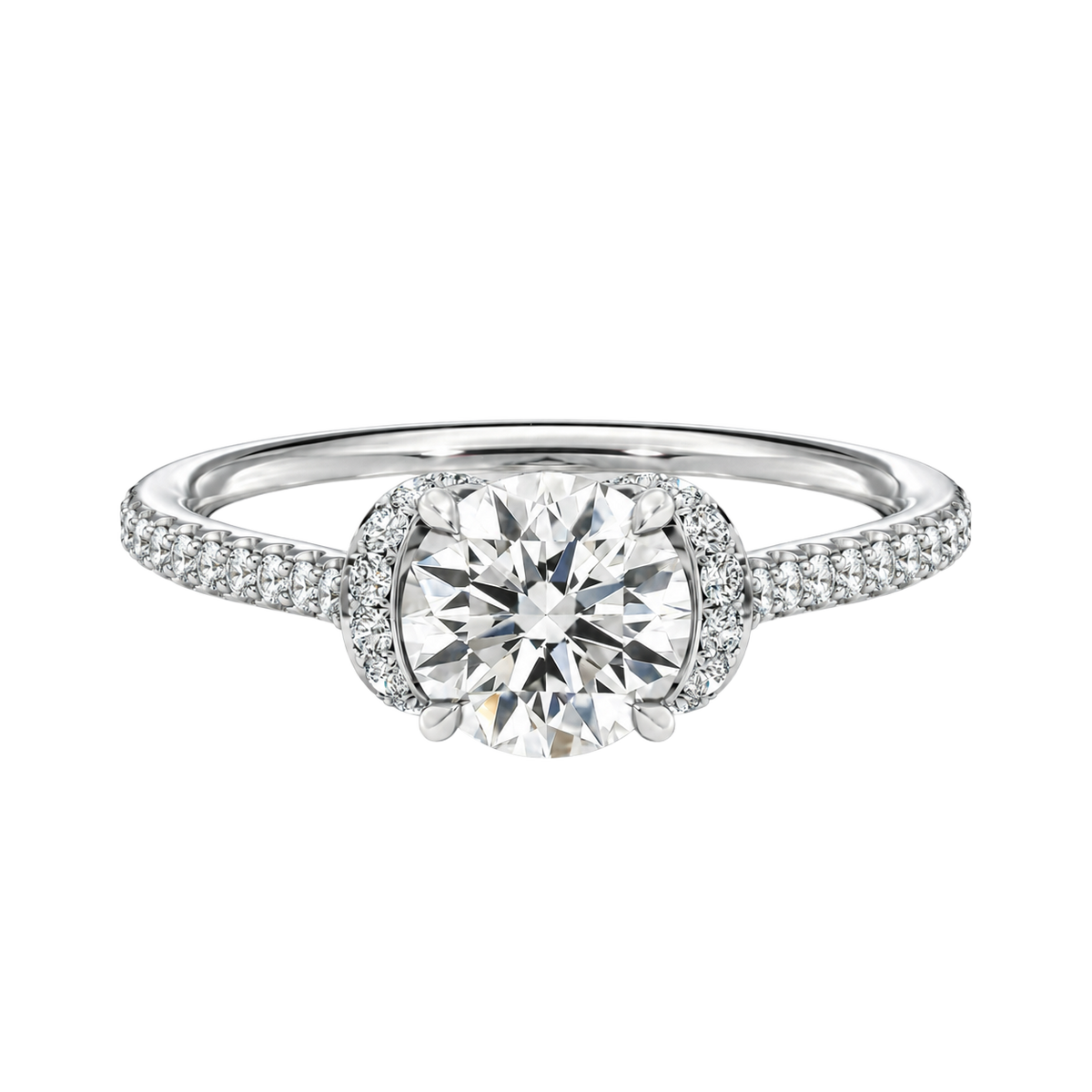 Ellipse - Round - White Gold - Pavé