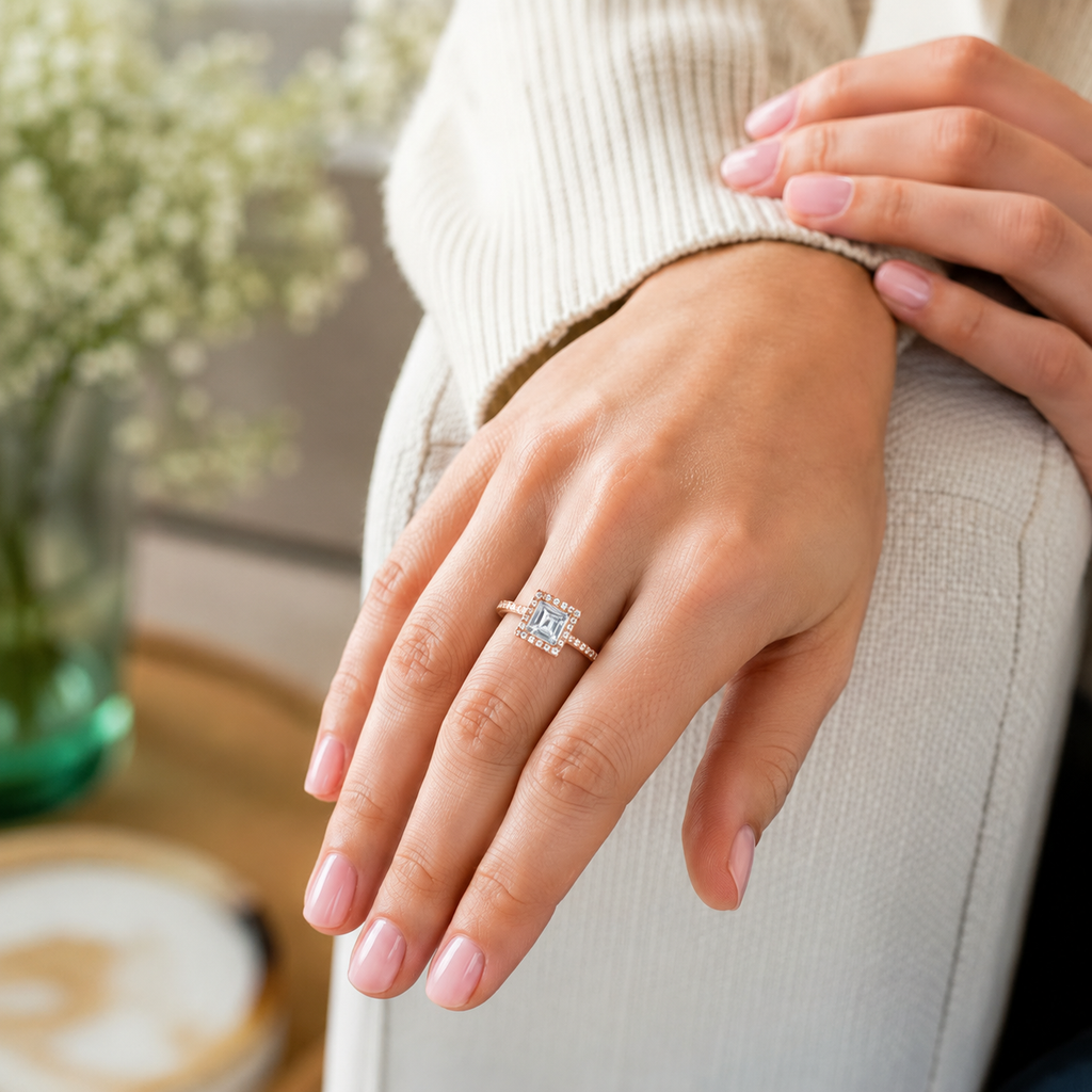 Cordelia - Asscher - Rose / White Tone - Plain