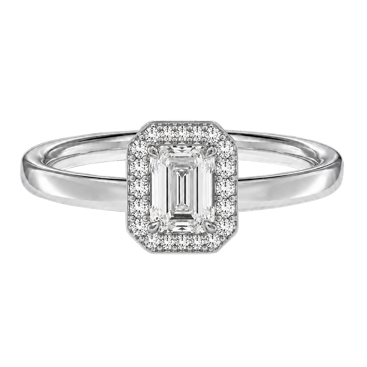Deneuve - Emerald - White Gold - Plain