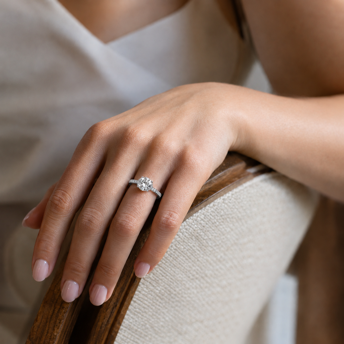 Ellipse - Round - White Gold - Pavé