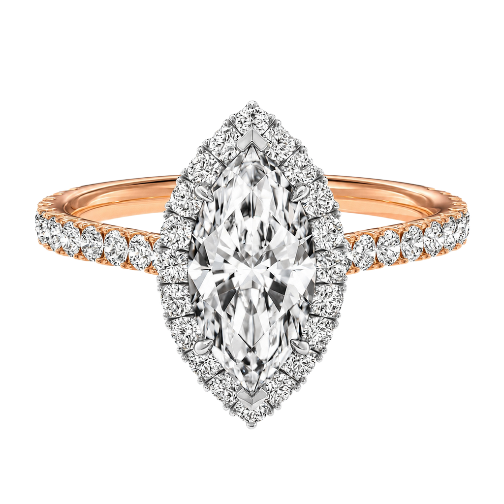 Cordelia - Marquise - Rose / White Tone - Pavé