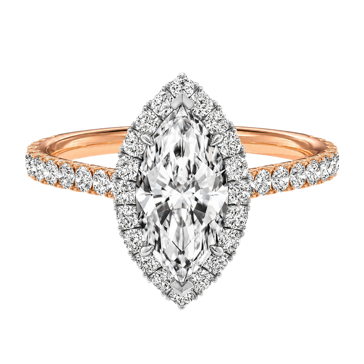 Cordelia - Marquise - Rose / White Tone - Pavé