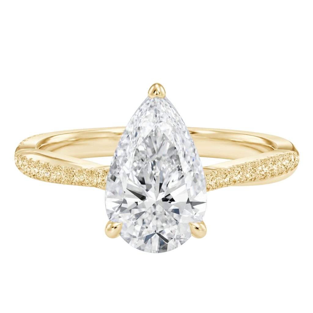 Wreath - Pear - Yellow Gold - Pavé