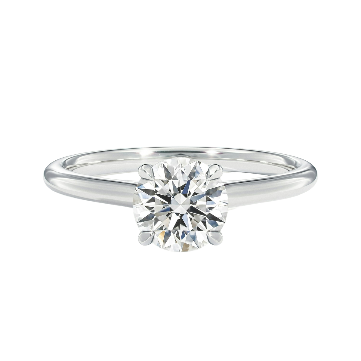 Talia - Round - White Gold - Plain