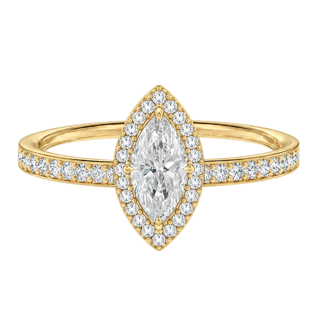 Deneuve - Marquise - Yellow Gold - Pavé