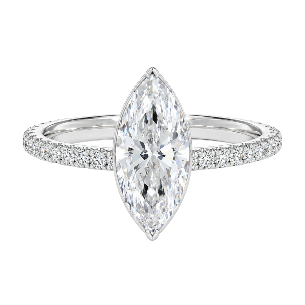 Solenne - Marquise - Platinum - Pavé