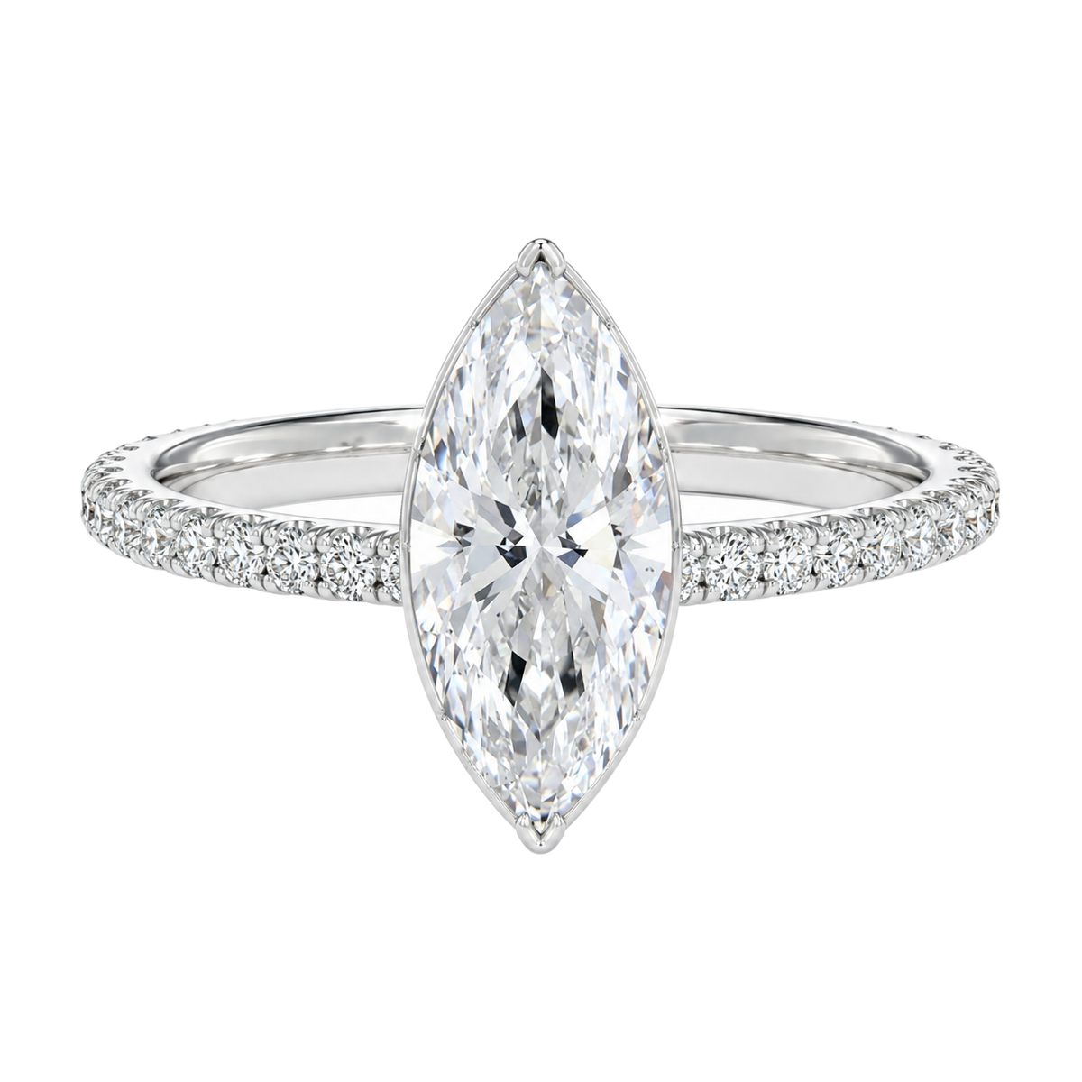 Solenne - Marquise - Platinum - Pavé