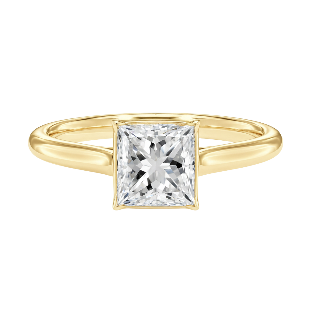 Solenne - Princess - Yellow Gold - Plain