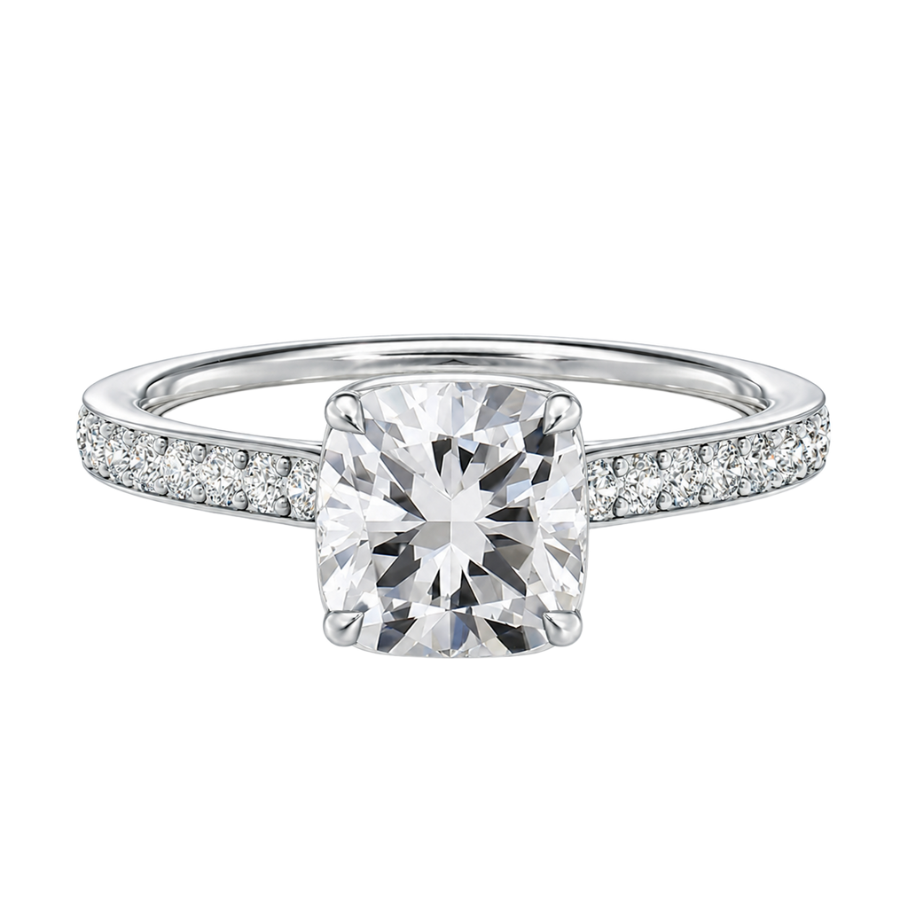 Talia - Cushion - Platinum - Pavé