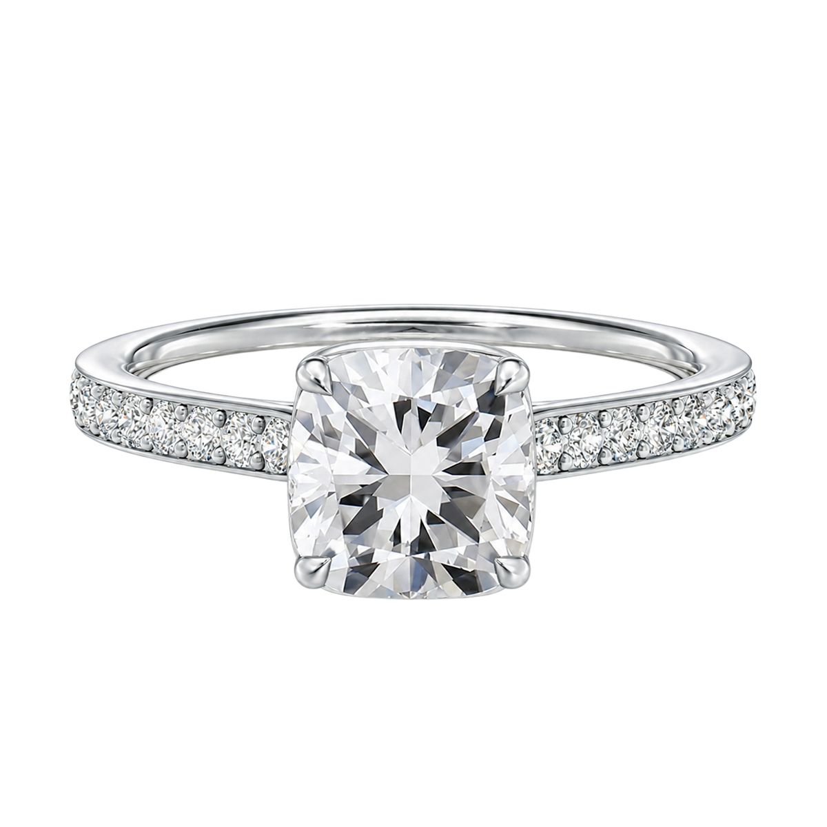 Talia - Cushion - Platinum - Pavé