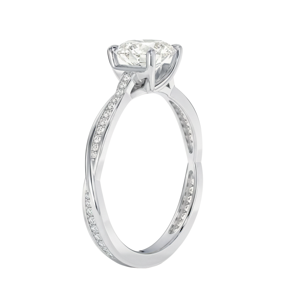 Wreath - Round - White Gold - Channel
