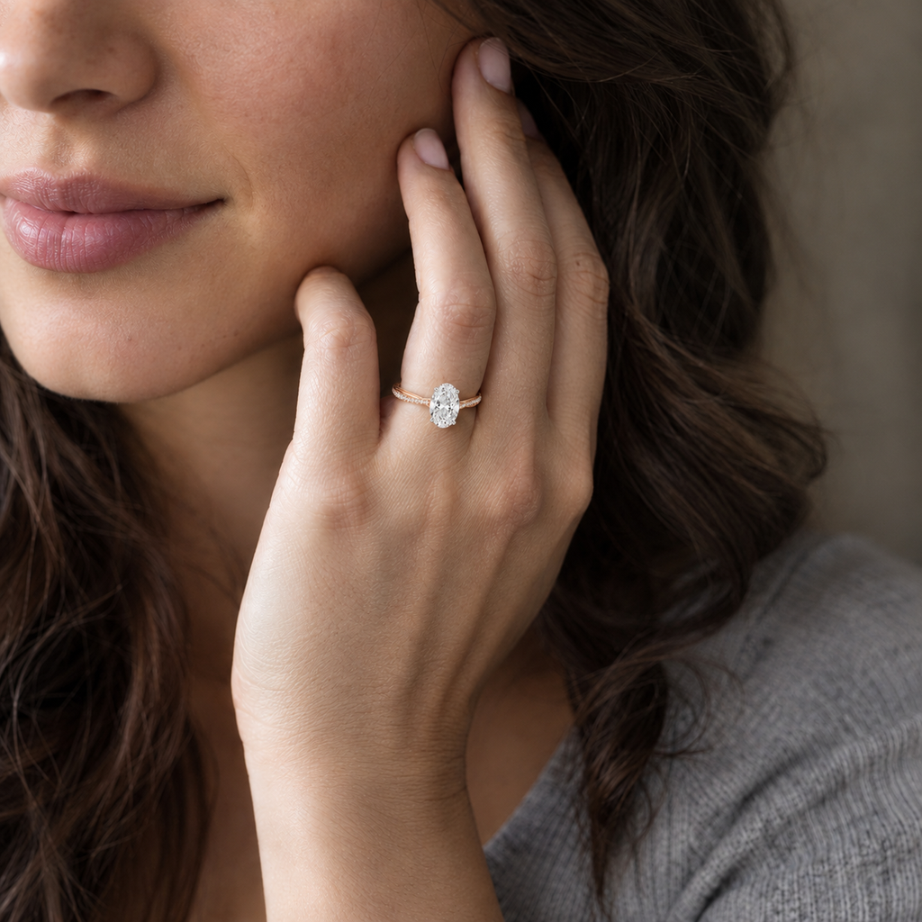 Wreath - Oval - Rose/White Tone - Pavé