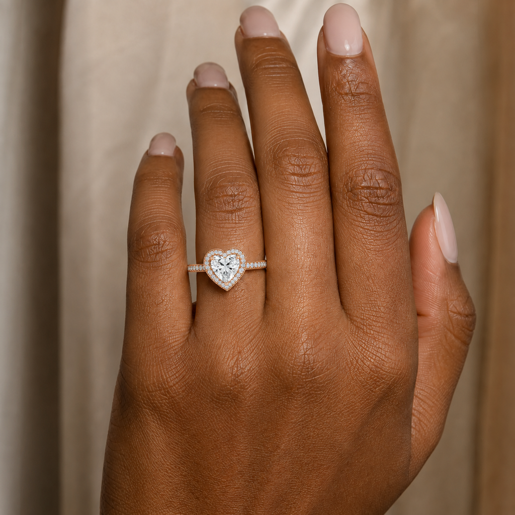 Deneuve - Heart - Rose Gold - Pavé