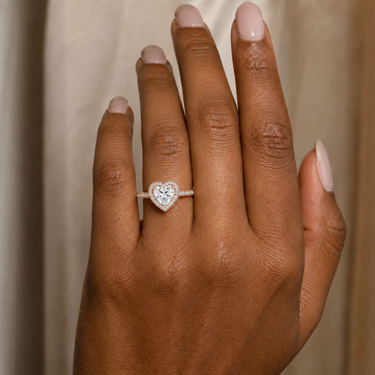 Deneuve - Heart - Rose Gold - Pavé