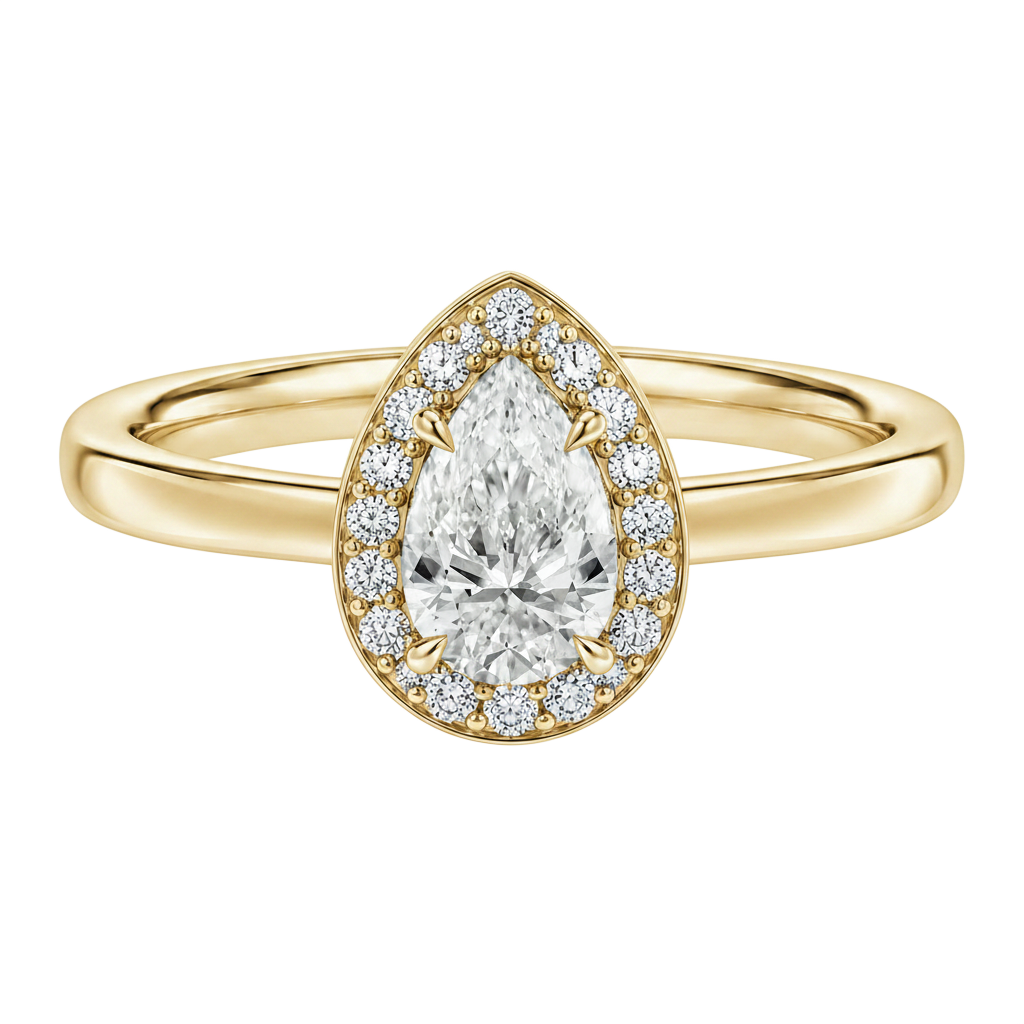 Deneuve - Pear - Yellow Gold - Plain