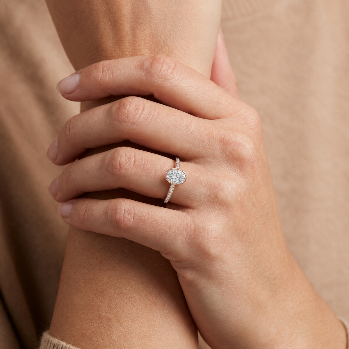 Bailey - Oval - Rose/White Tone - Pavé