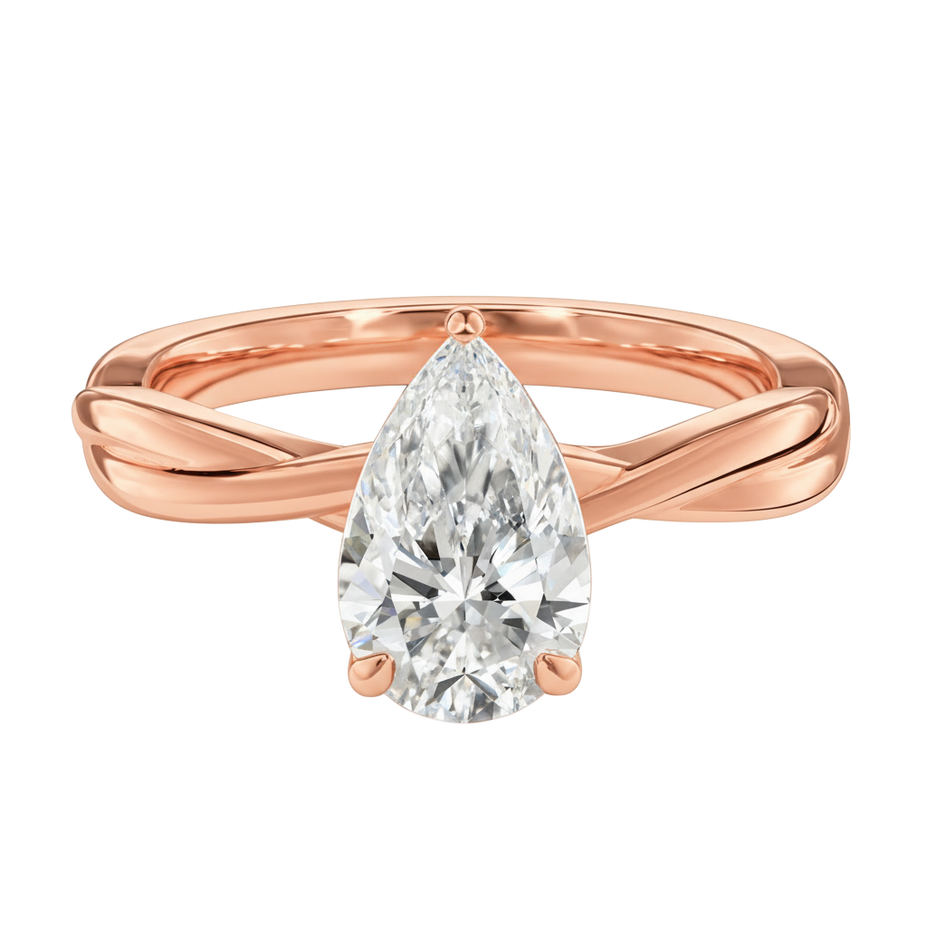 Wreath - Pear - Rose Gold - Plain