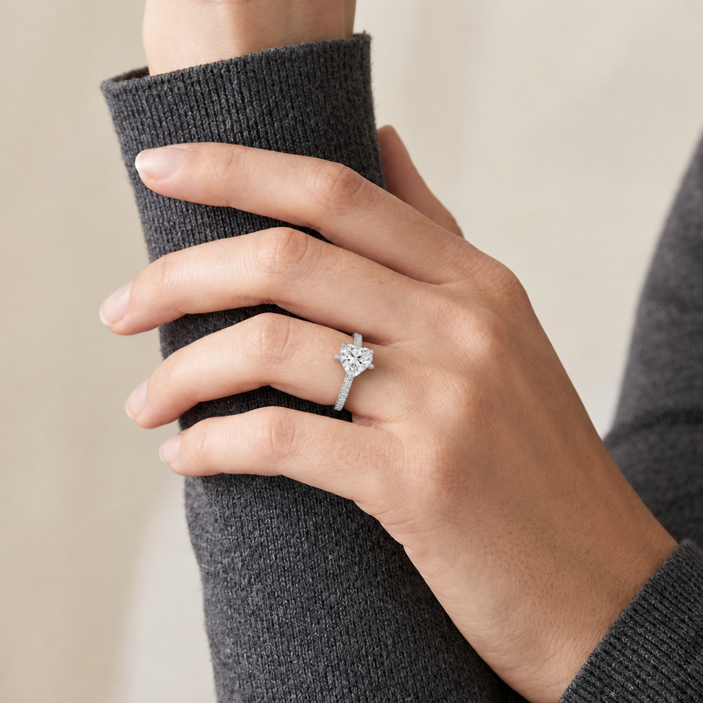 Wreath - Heart - White Gold - Pavé
