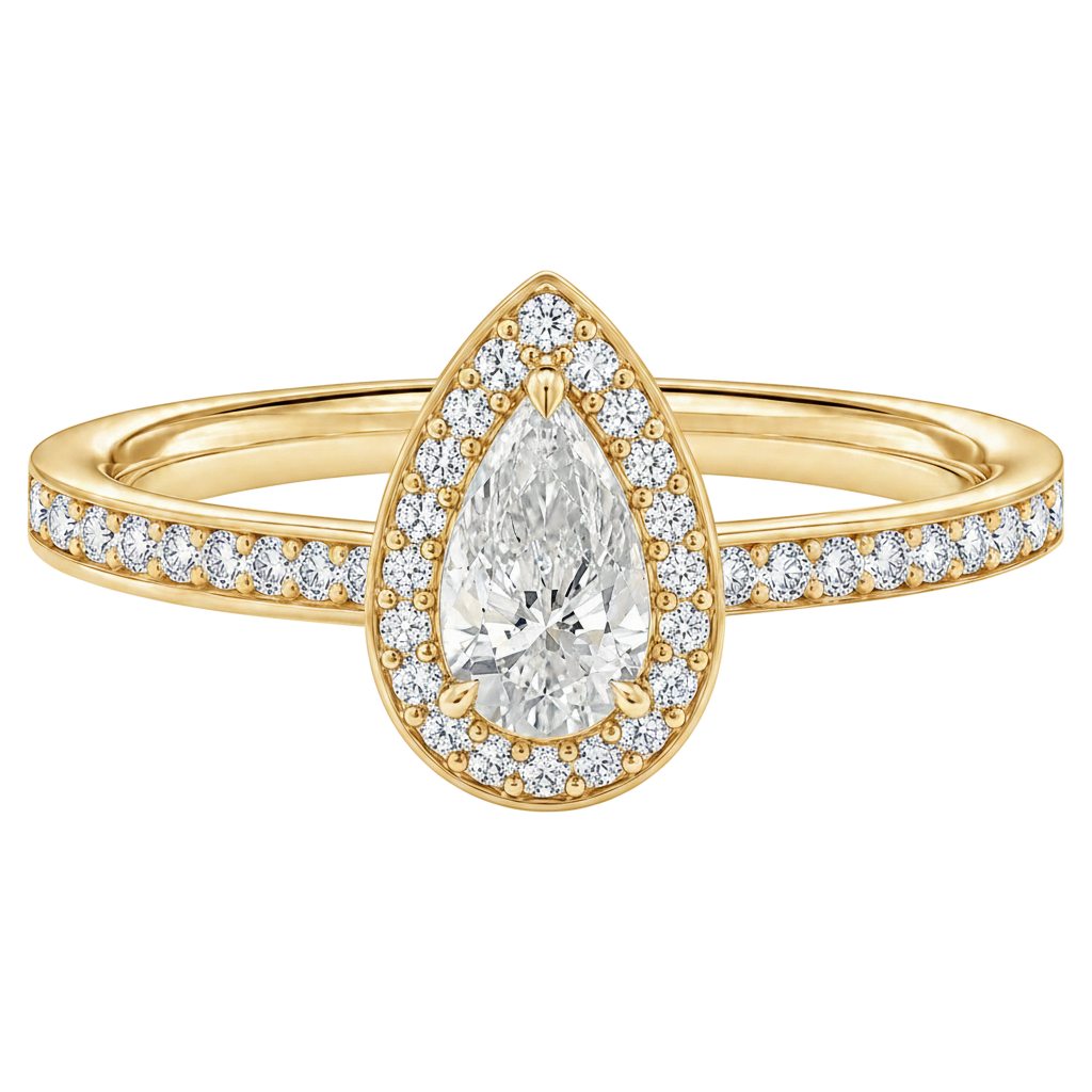 Deneuve - Pear - Yellow Gold - Channel
