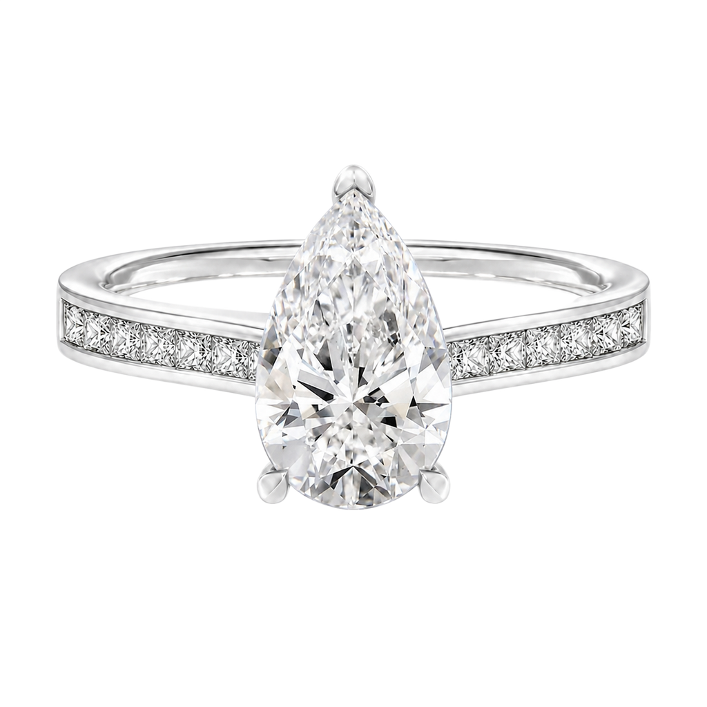 Basilica - Pear - White Gold - Channel