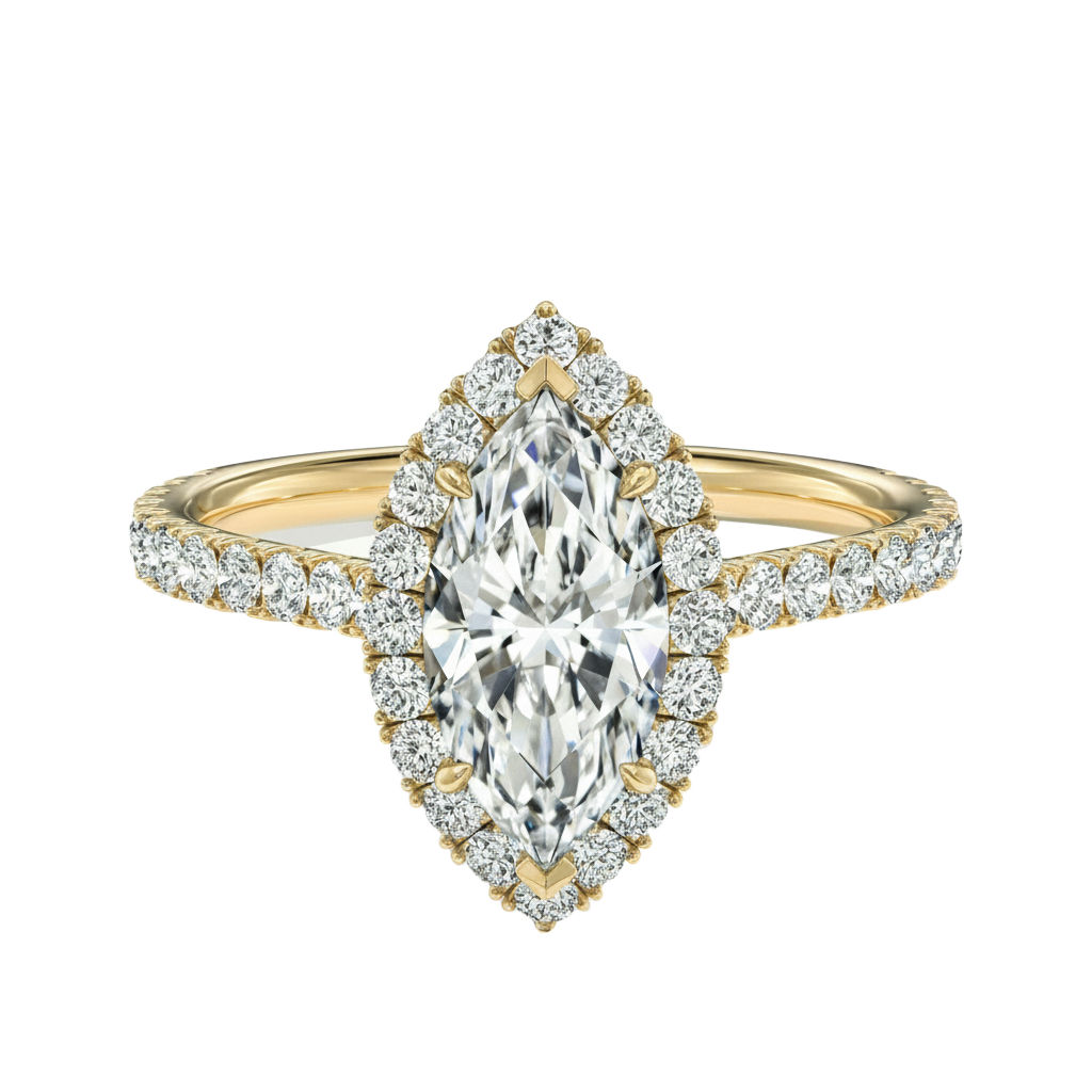 Cordelia - Marquise - Yellow Gold - Pavé