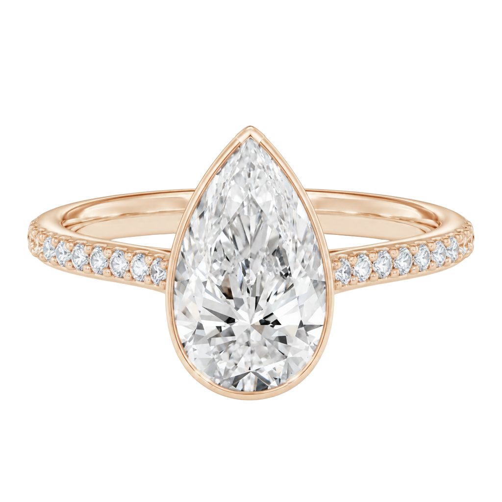 Solenne - Pear - Rose Gold - Pavé
