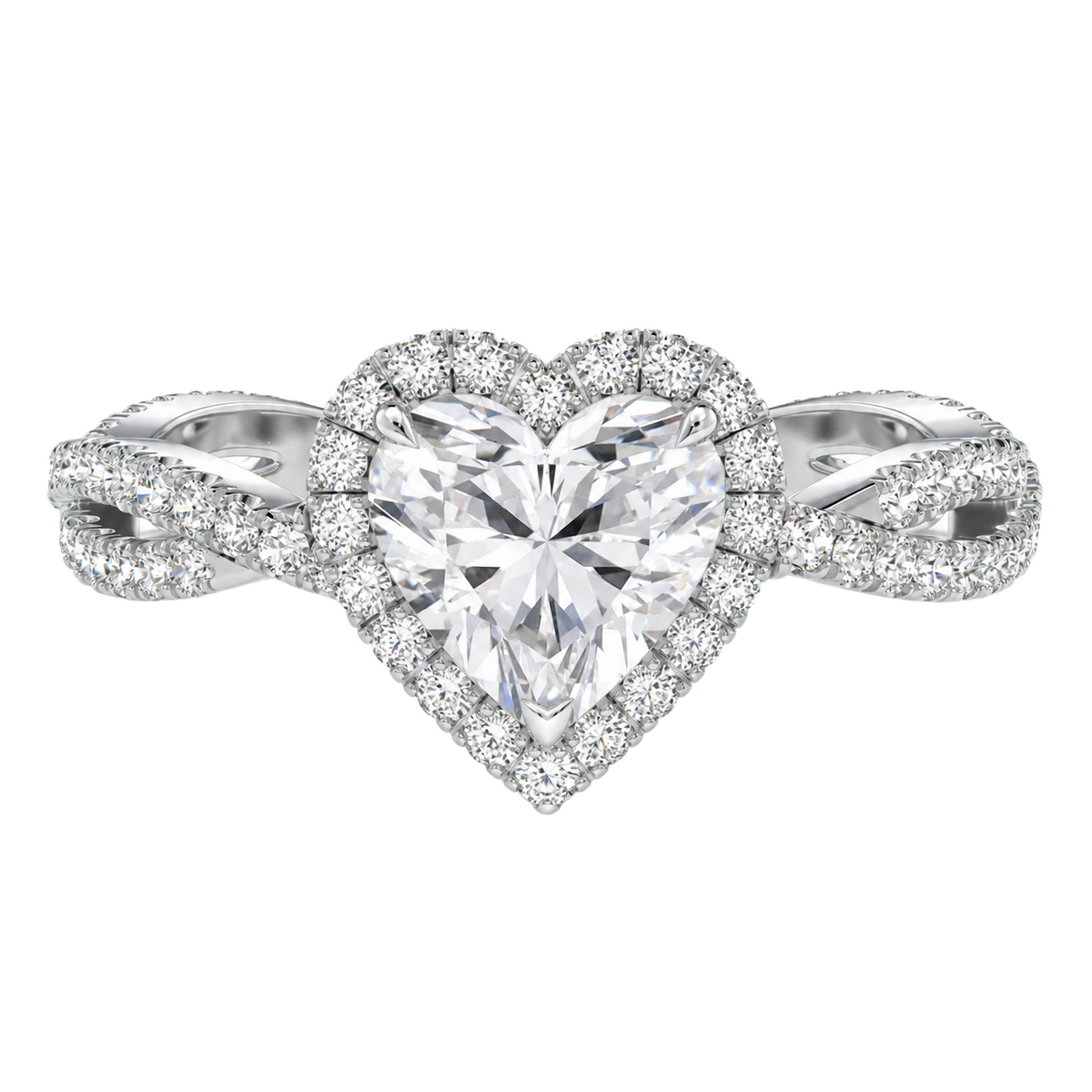 Braid - Heart - Platinum - Pavé
