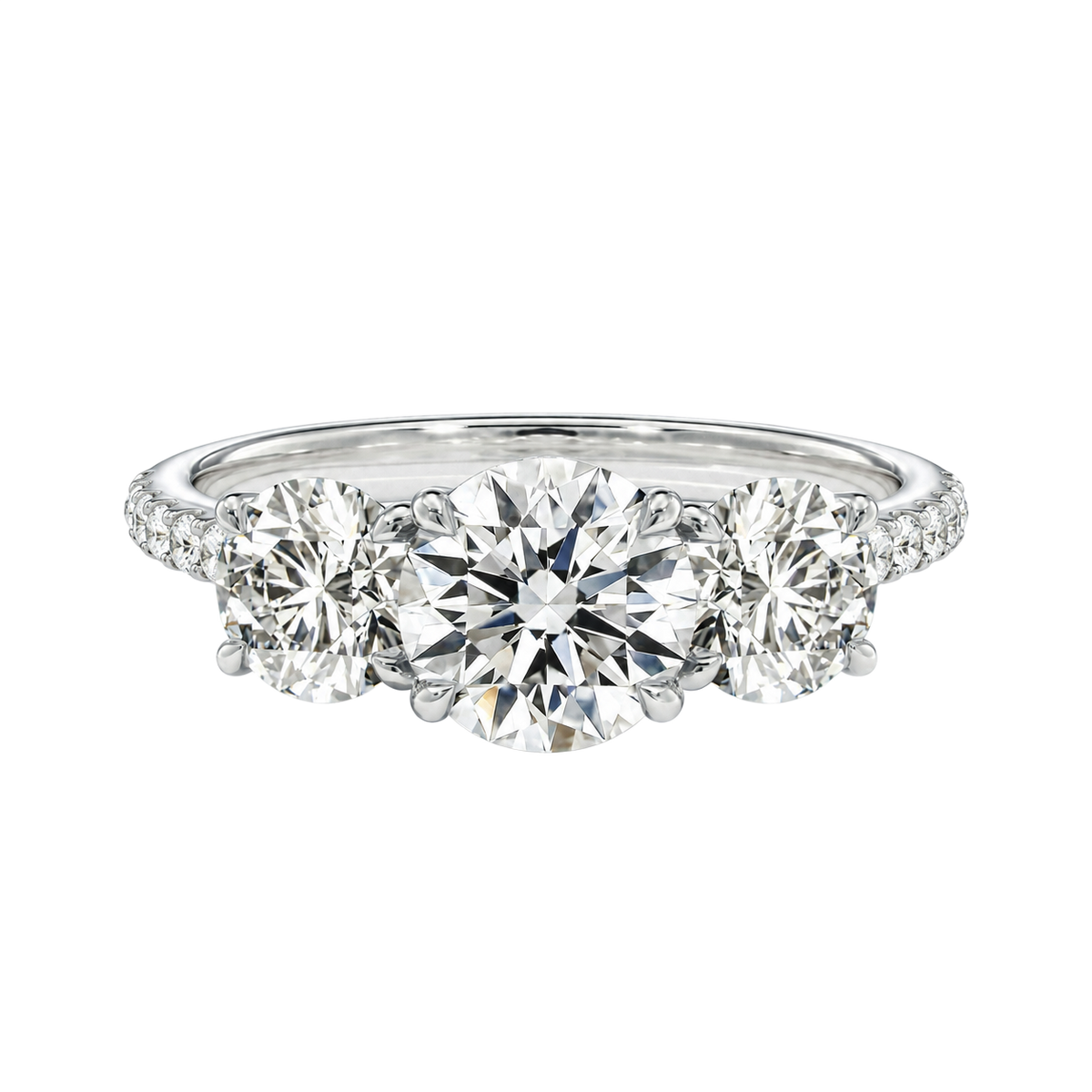 Trinity - Round - Platinum - Pavé