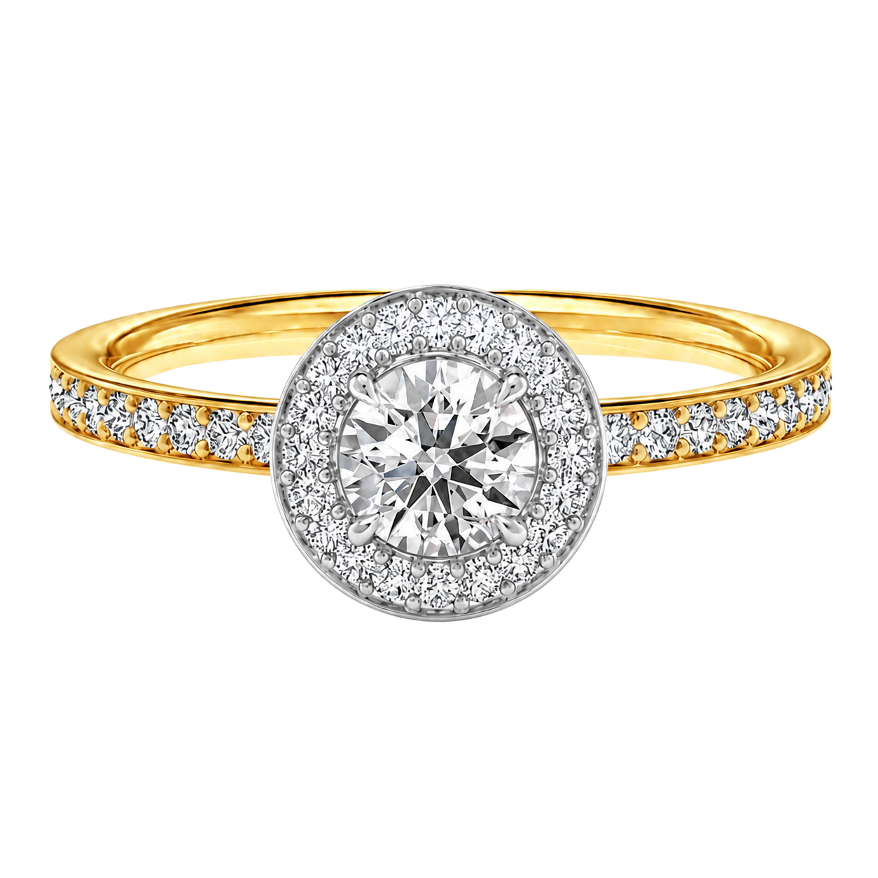 Deneuve - Round - Yellow/White Tone - Pavé