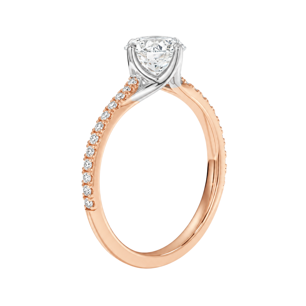 Lumiere - Round - Rose/White Tone - Pavé