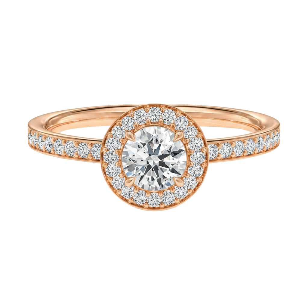 Deneuve - Round - Rose Gold - Pavé