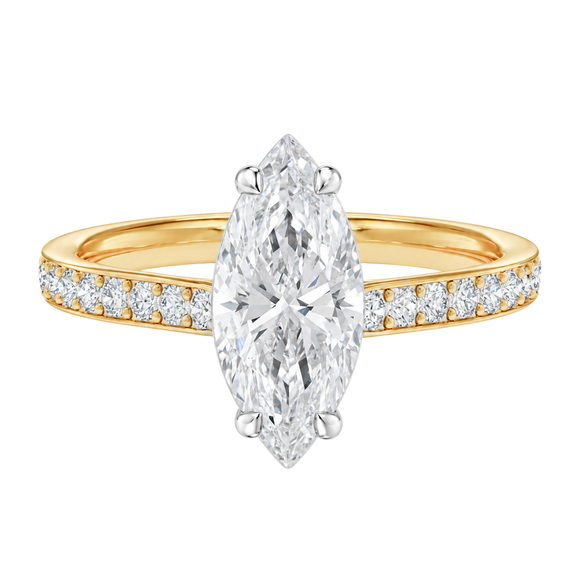 Talia - Marquise - Yellow/White Tone - Pavé