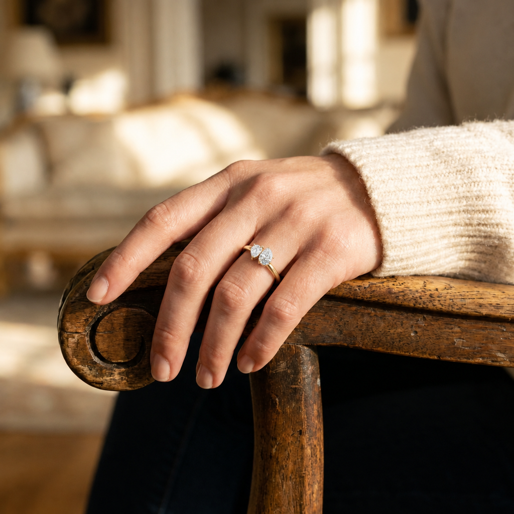 Duo - Pear - Yellow Gold - Plain