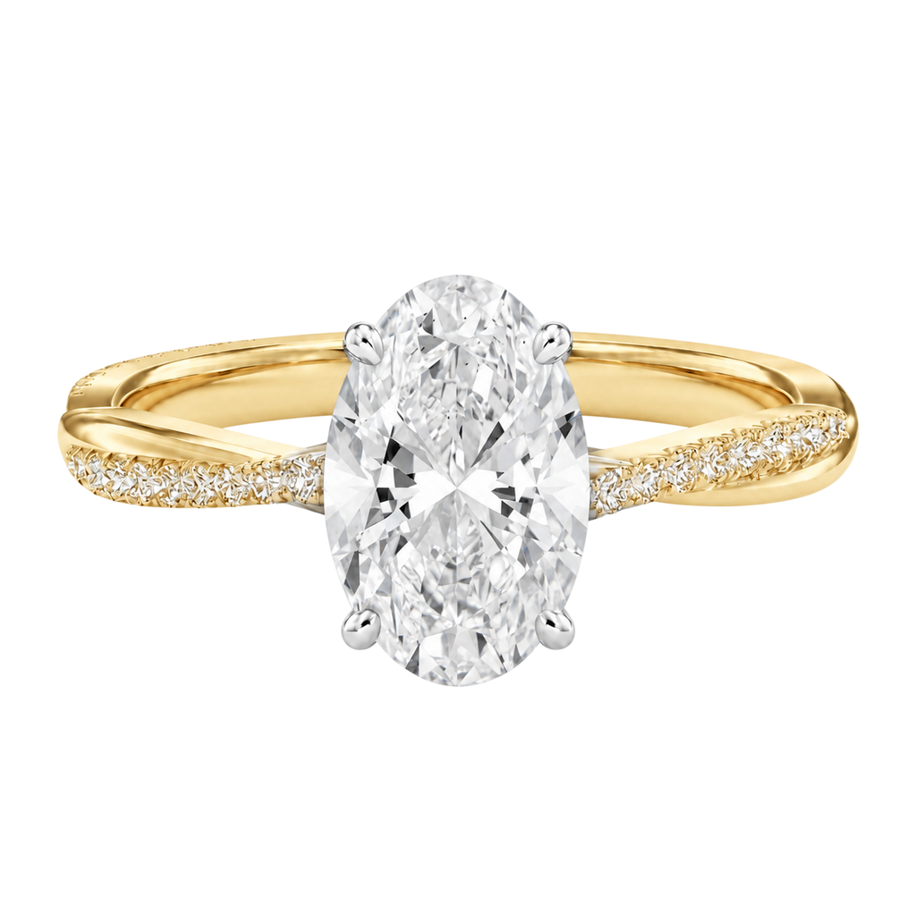 Wreath - Oval - Yellow/White Tone - Pavé