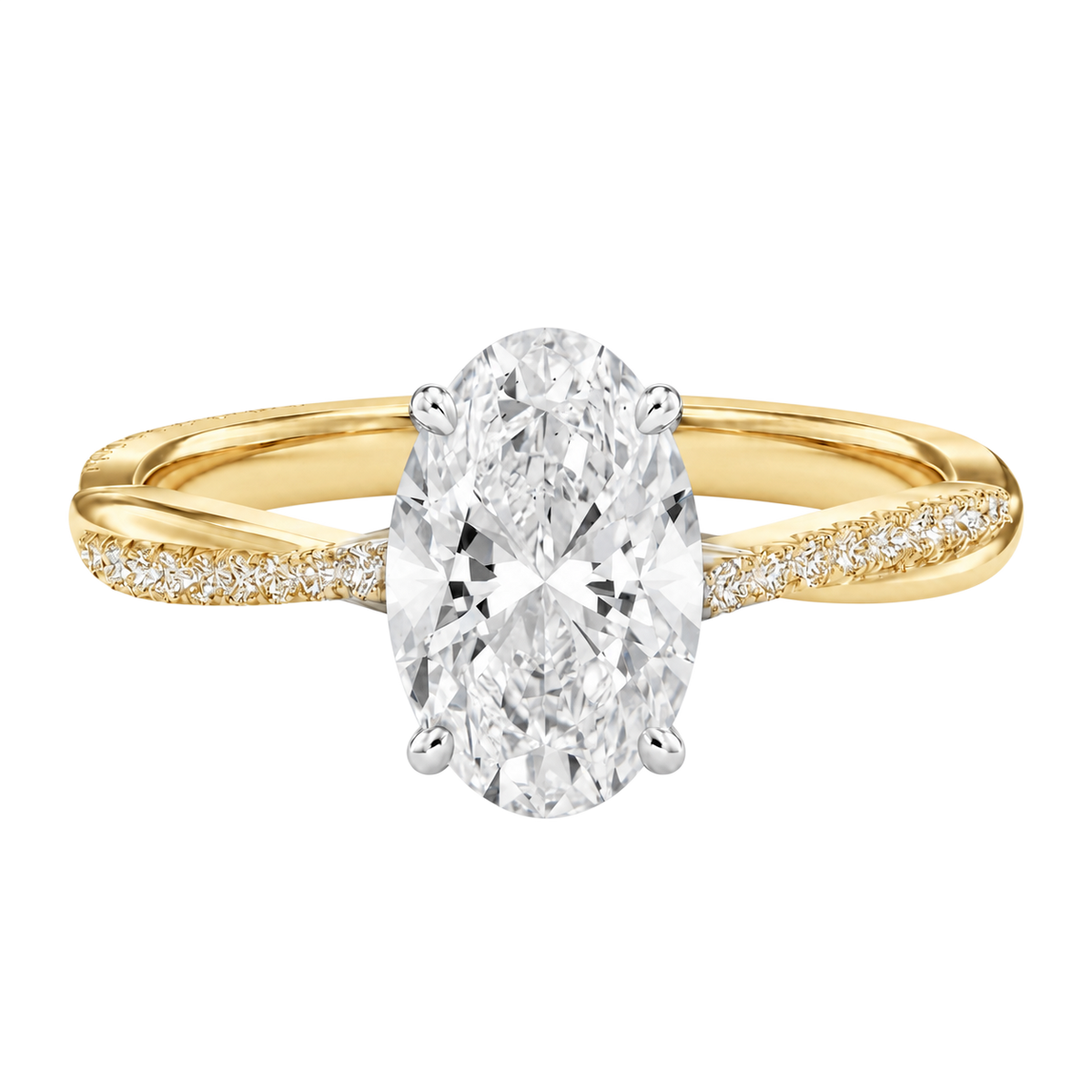 Wreath - Oval - Yellow/White Tone - Pavé