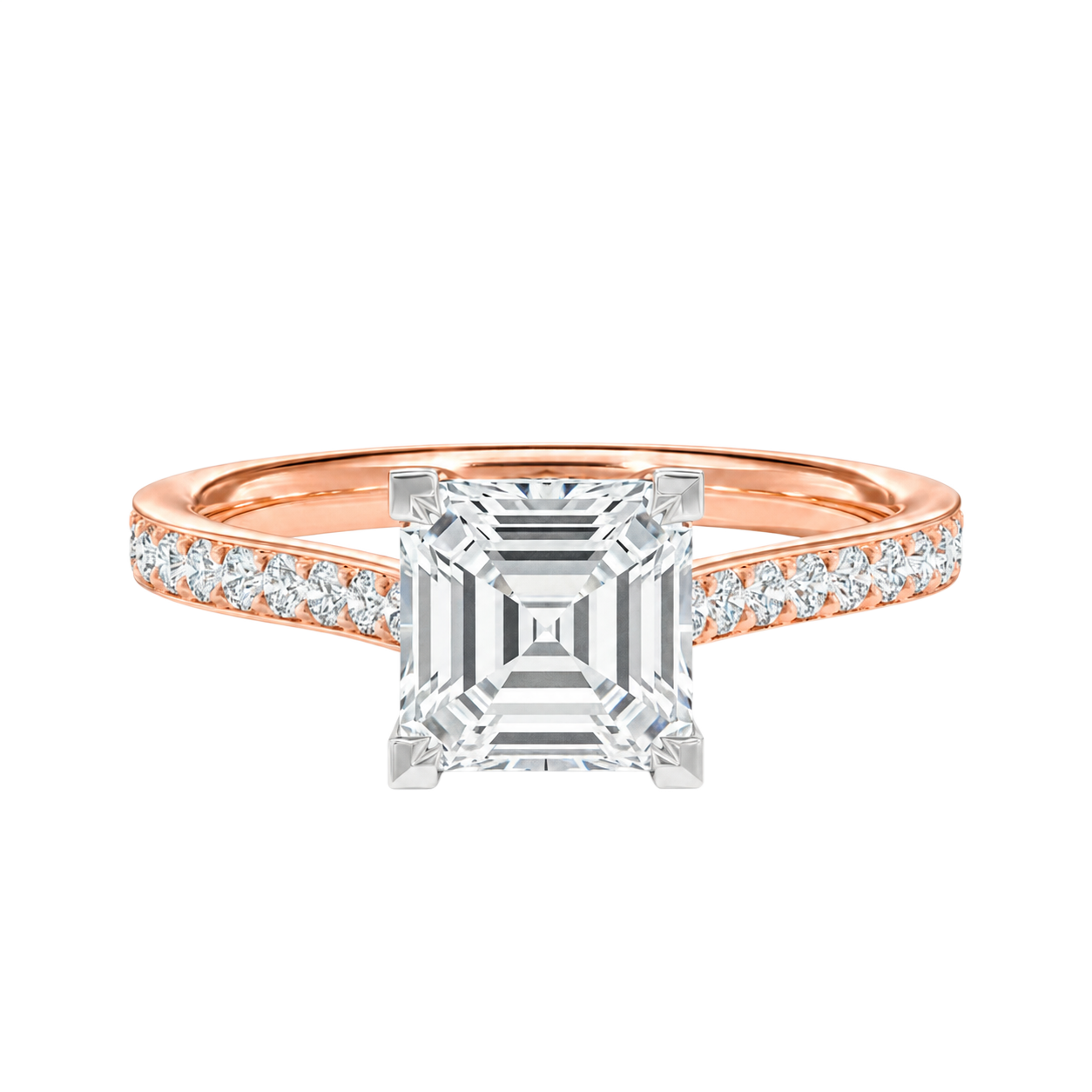Basilica - Asscher - Rose/White Tone - Pavé