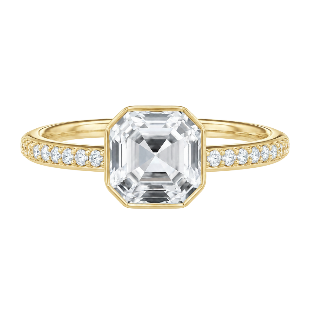 Bailey - Asscher - Yellow Gold - Pavé