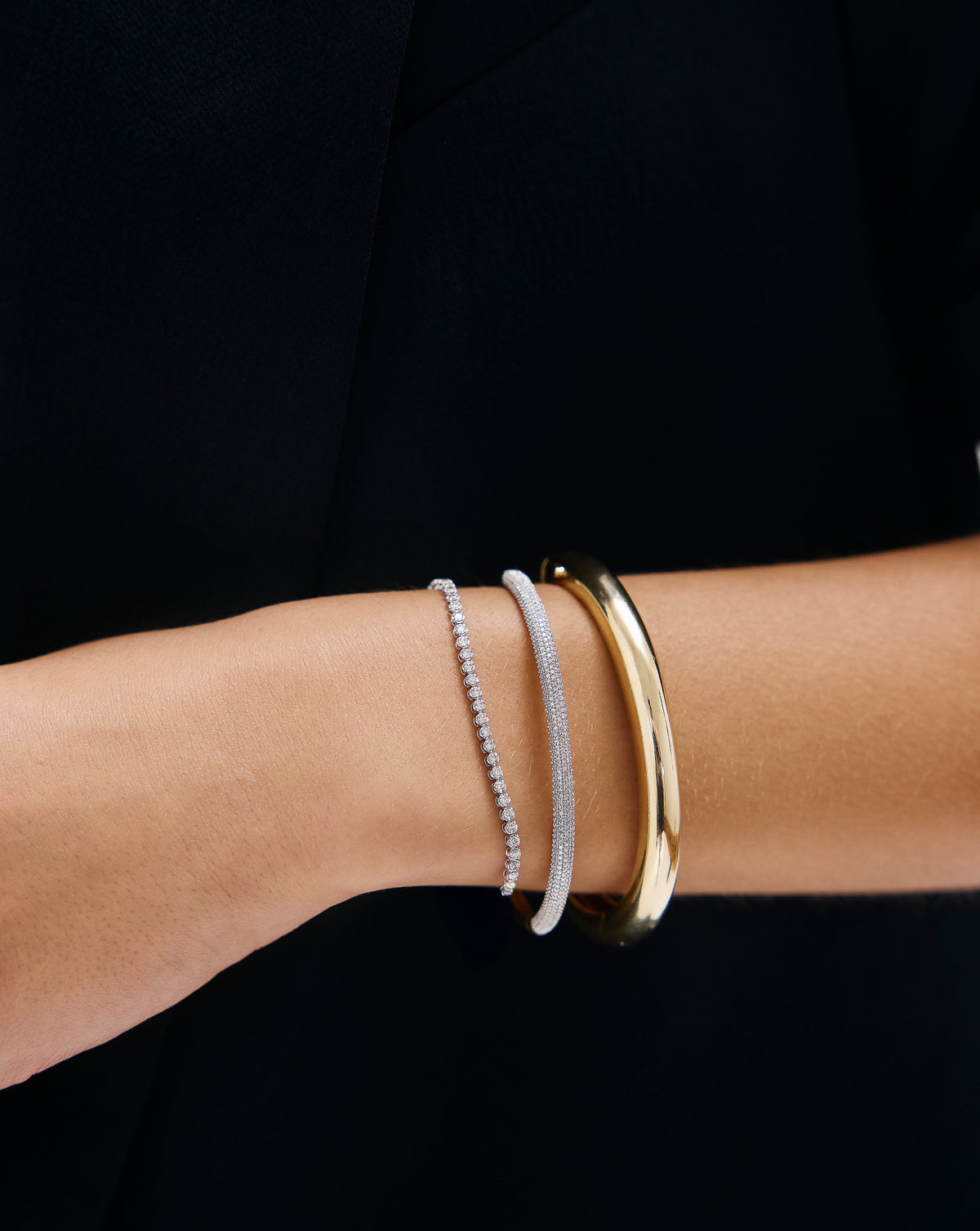 Mini Diamond Tennis Bracelet - Round - Rose Gold - Box Clasp