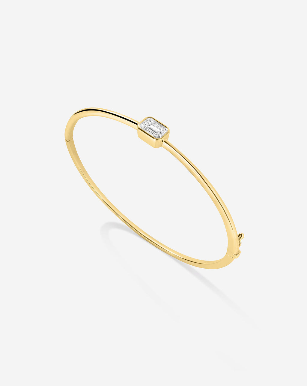 Emerald Diamond Bangle - Emerald - Yellow Gold - Hinged