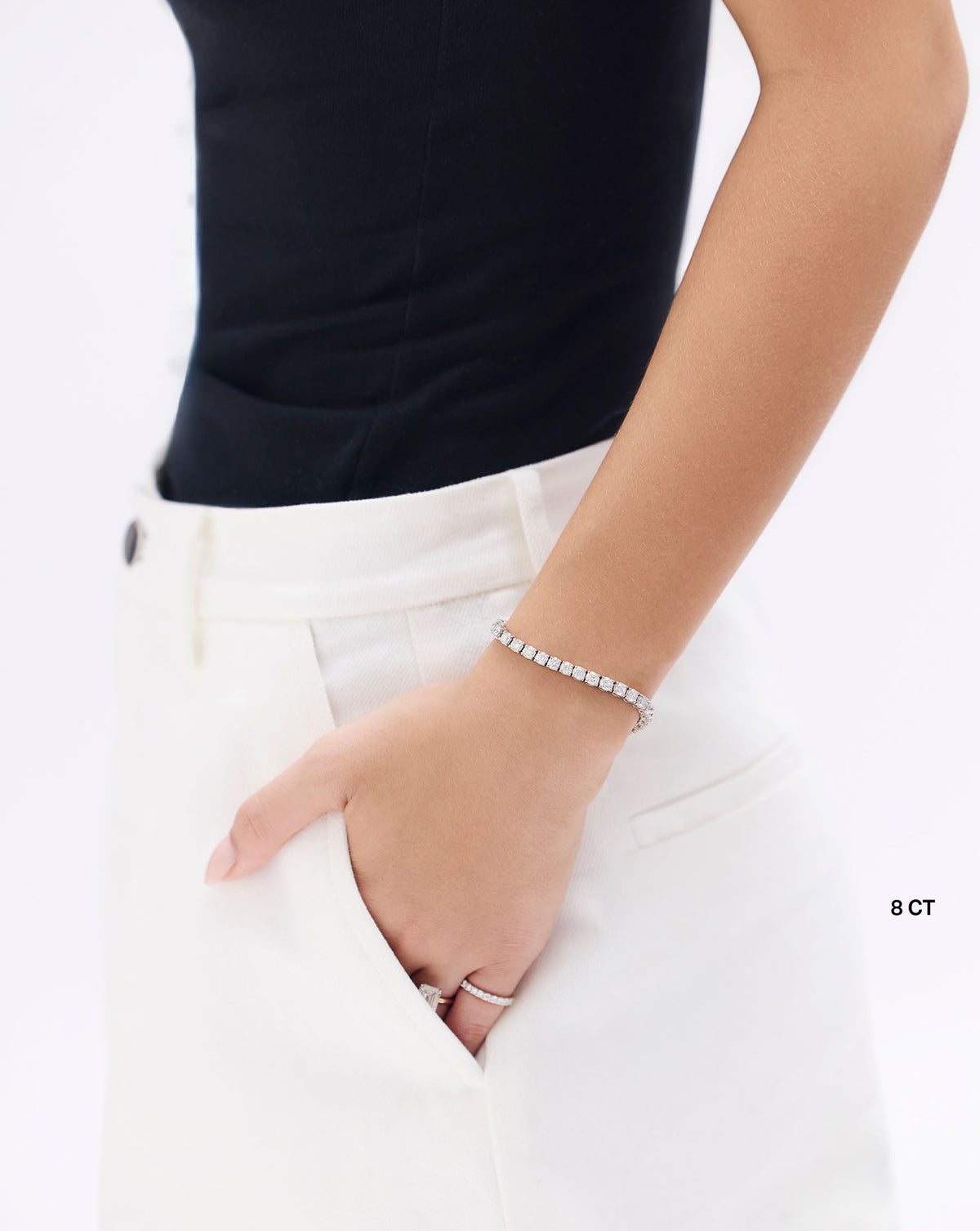 Classic Diamond Tennis Bracelet - Round - Rose Gold - Box Clasp